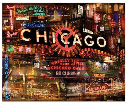Giesla Hoelscher Open Edition Canvas: "Chicago Night By Giesla Hoelscher"