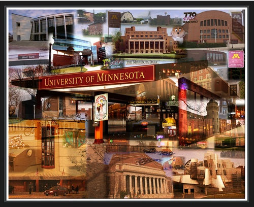 Giesla Hoelscher Open Edition Canvas: "U of M Campus Ski U Mah"