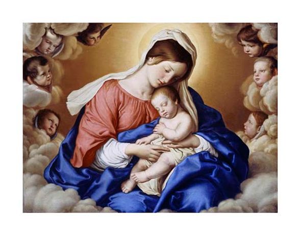 Giovanni Battista Salvi Fine Art Open Edition Gicl&eacute;e:"The Madonna and Child in Glory with Cherubs"