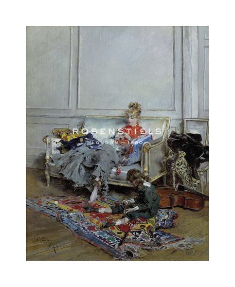 Giovanni Boldini Hand Numbered Limited Edition Print on Paper :"Peaceful Days (or The Music Lesson), 1875"