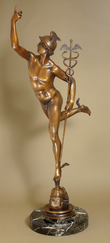 Giovanni da Bologna Handcrafted Solid Bronze Sculpture:"Flying Mercury" (39" H) Giovanni da Bologna Handcrafted Solid Bronze Sculpture:"Flying Mercury" (39" H)