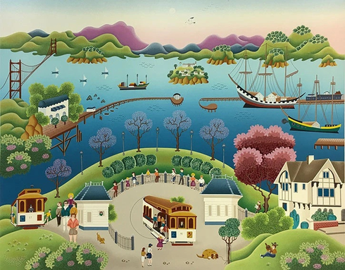 GISELLE FABIAN HAND SIGNED Serigraph: "OLD FASHION HARBOR" GISELLE FABIAN HAND SIGNED Serigraph: "OLD FASHION HARBOR"