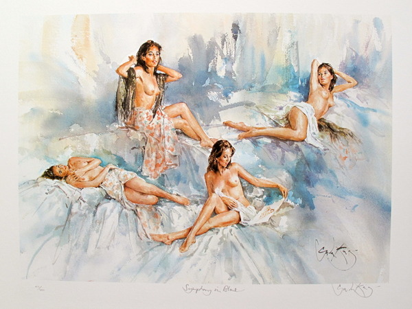 Gordon King Hand Signed Limited Edition Lithograph:"Symphony In Blue"