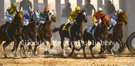 Grant Hacking Handsigned and Numbered Limited Edition Gallery Giclee Canvas: "Starting Gate"
