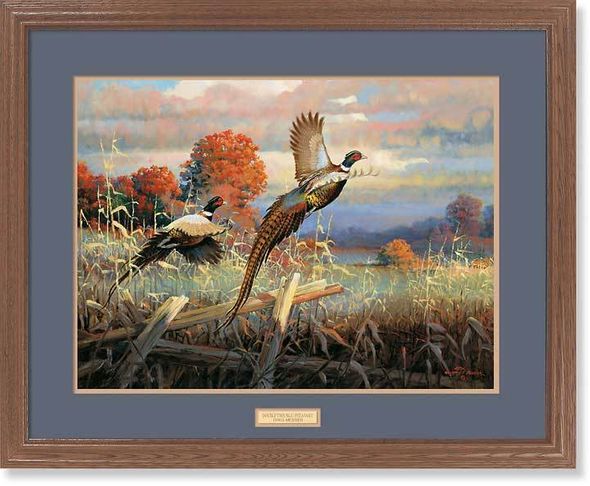 Greg Messier Framed Open Edition Print: "Double Trouble—Pheasants"