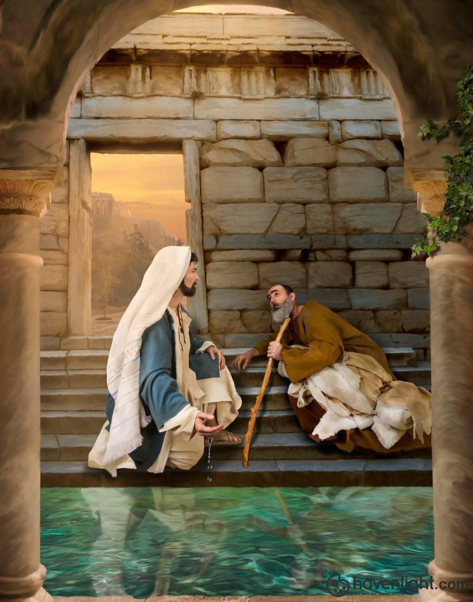 Greg Sargent Fine Art Canvas Giclee: "Living Water at Bethesda"
