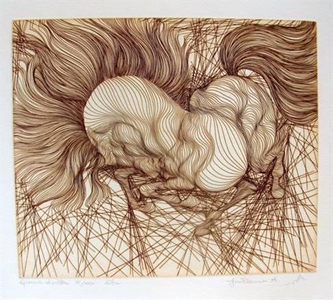 Guillaume Azoulay Hand Signed Limited Edition Etching:"Libre 1978"