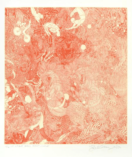 Guillaume Azoulay Limited Edition Etching on Paper: "Le Cirque (Burnt Scarlet)"