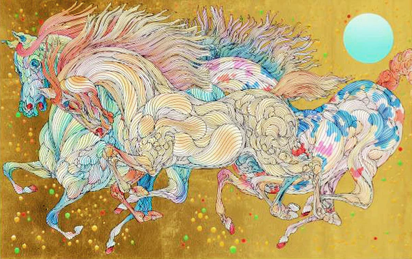 Guillaume Azoulay Limited Edition Serigraph on Artist Paper Hand Embellished with Gold Leaf: "Stardust"