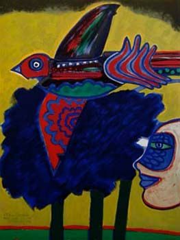 Guillaume Corneille Hand Signed Publisher Proof Lithograph:"L'arbre A Oiseau"