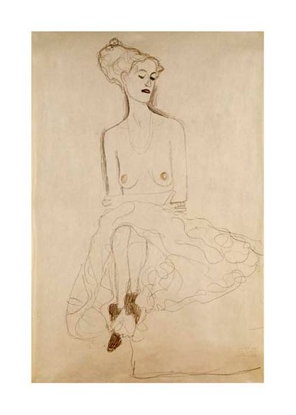 Gustav Klimt Fine Art Open Edition Gicl&eacute;e:"Seated Woman"