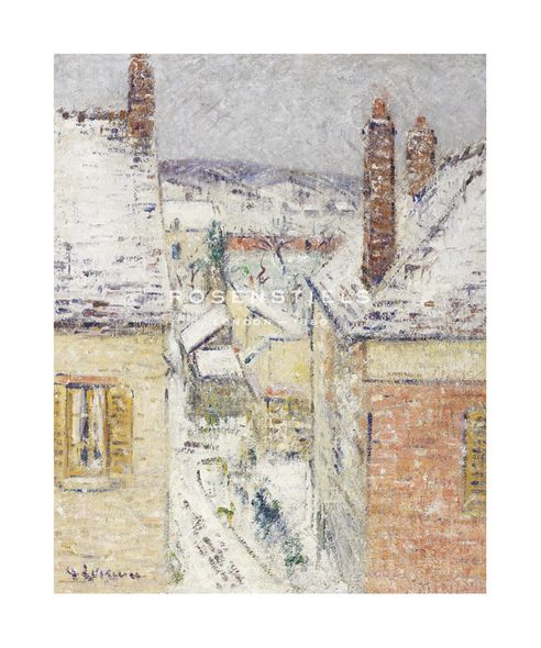 Gustave Loiseau Hand Numbered Limited Edition Print on Paper :"Maisons en Normandie, Hiver, 1931"