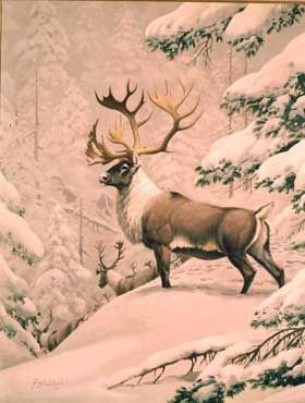 GUY COHELEACH  Secondary Market Art: "CARIBOU 1983 WINTER"