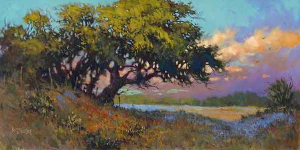 H.C. Zachry 30 x 60 Open Edition Giclee on Canvas:"Wildflower Evening"