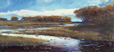 H. Grey Park Hand Signed and Numbered Limited Edition Giclee on Canvas:"Barn Island in the Winter"