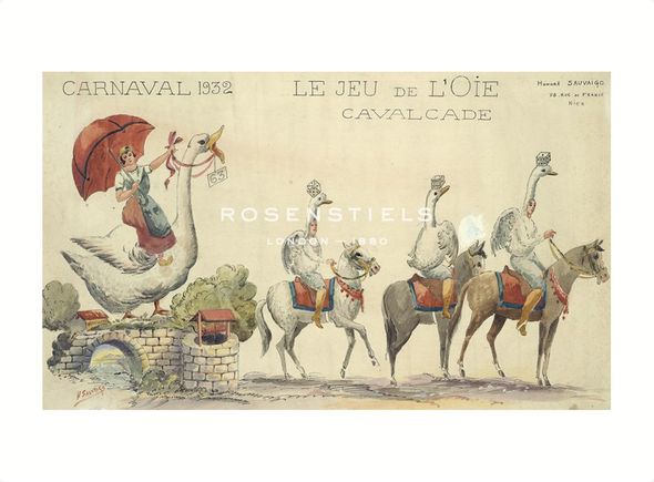 H Sauvigo Hand Numbered Limited Edition Print on Paper :"Carnaval De Nice, 1932"