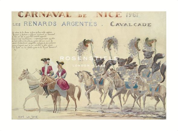 H Sauvigo Hand Numbered Limited Edition Print on Paper :"Carnaval De Nice, 1961"