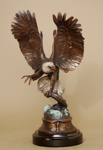 Handcrafted Solid Bronze Sculpture:"Eagle" (15.5" H)