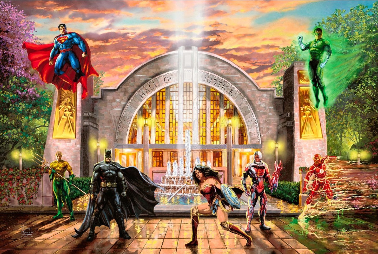 Thomas Kinkade Studios®  DC Comics Limited Edition Giclee:"Hall of Justice"