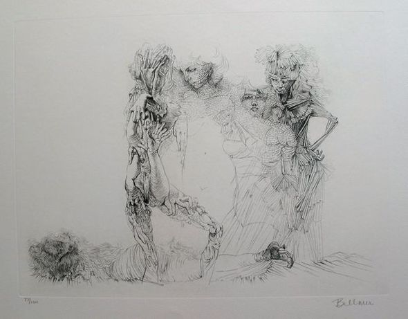 Hans Bellmer Hand Signed Limited Edition Etching:"Les Quatre Filles"