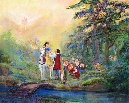 Harrison Ellenshaw Handsigned and Numbered Limited Edition Embellished Giclee on Canvas: "Someday My Prince Will Come"