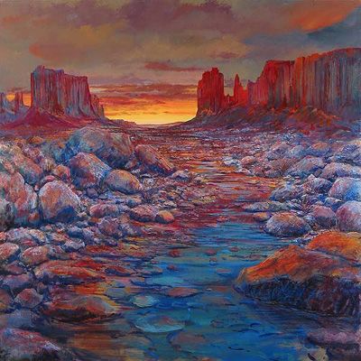 Harrison Ellenshaw Handsigned & Numbered Limited Edition Giclee on Canvas:"Desert Pool"