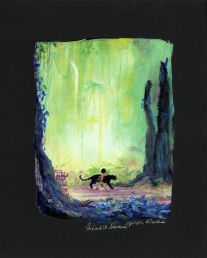 Harrison Ellenshaw Signed and Numbered H/E Ciarograph on Paper: "Mowgli and Bagheera"