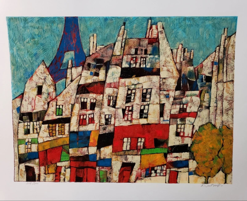 HARRY GUTTMAN Signed Limited Edition Serigraph Print: "BLUE PARIS" HARRY GUTTMAN Signed Limited Edition Serigraph Print: "BLUE PARIS"