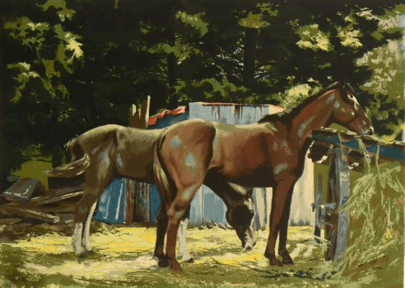 Harry Schaare Limited Edition Serigraph on Paper: "Feeding Time"