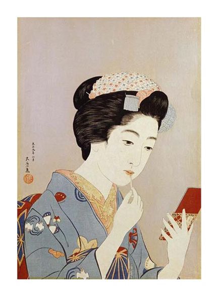 Hashiguchi Goyo Fine Art Open Edition Giclée:"A Maiko Applying Rouge to Her Lips"