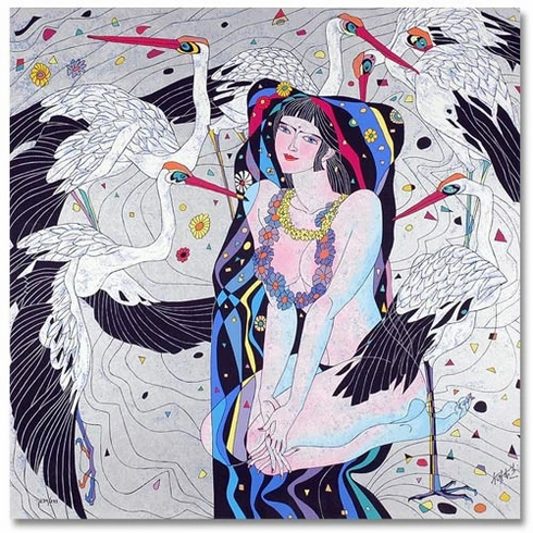 He DeGuang Limited Edition Serigraph Print: "Dance of Cranes" He DeGuang Limited Edition Serigraph Print: "Dance of Cranes"