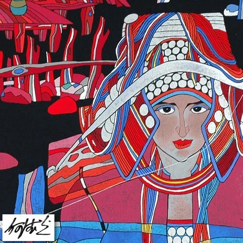 He DeGuang Limited Edition Serigraph Print: "Lady with Thread"