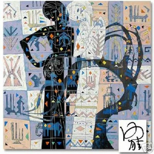 He Neng Limited Edition Serigraph Print: "Two Sisters" He Neng Limited Edition Serigraph Print: "Two Sisters"