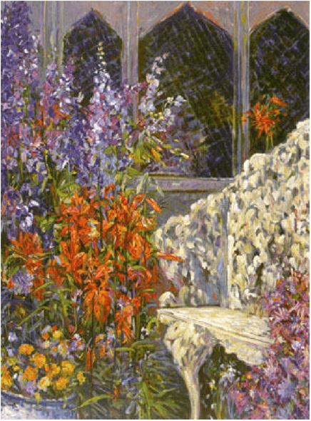 Henri Plisson Artist Signed Limited Edition Serigraph on paper:"A Place In The Garden"