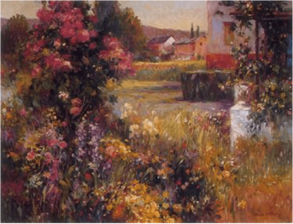 Henri Plisson Artist Signed Limited Edition Serigraph on paper:"Climbing Roses"