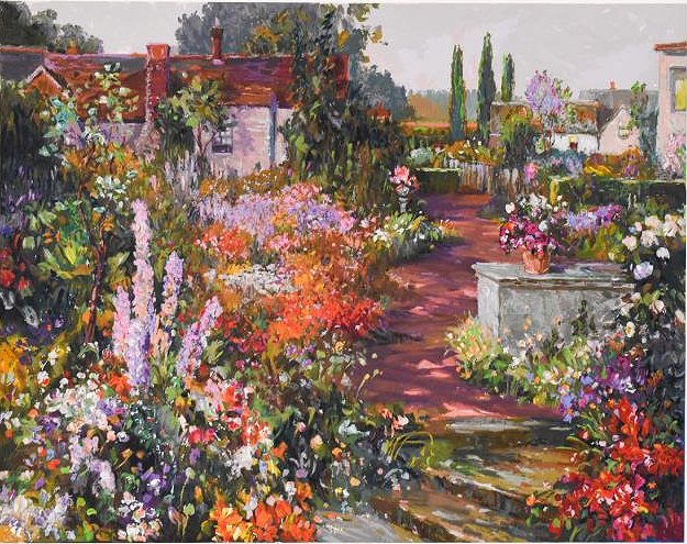 Henri Plisson Limited Edition 33 x 25 serigraph on paper:"British Garden"