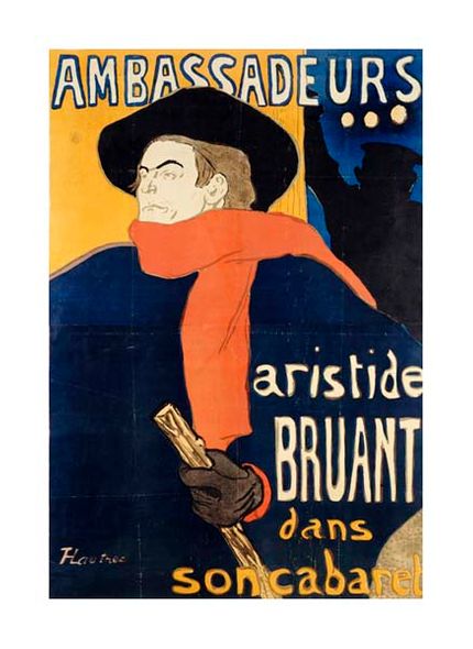 Henri Toulouse-Lautrec Fine Art Open Edition Gicl&eacute;e:"Ambassadeurs; Aristide Bruant"