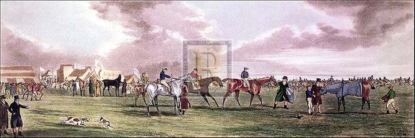 Henry Alken Artist Hand Colored Copper Plate Printed Atelier Print:"Ascot Heath: Preparing to Start"