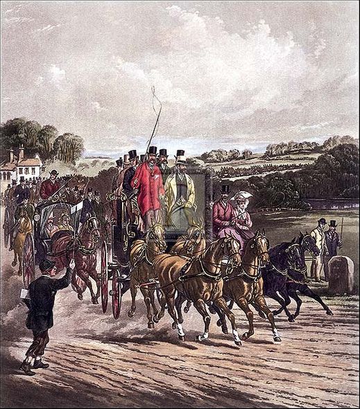 Henry Alken Artist Hand Colored Copper Plate Printed Atelier Print:"Going to the Derby"