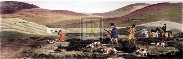 Henry Alken Artist Hand Colored Copper Plate Printed Atelier Print:"Grouse Shooting"