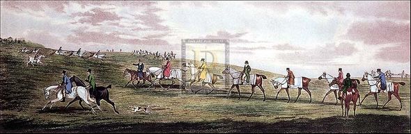Henry Alken Artist Hand Colored Copper Plate Printed Atelier Print:"Newmarket: Training"