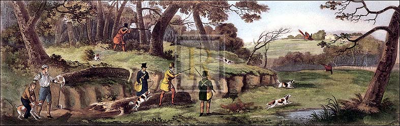Henry Alken Artist Hand Colored Copper Plate Printed Atelier Print:"Pheasant Shooting"