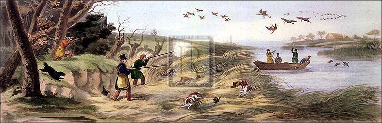 Henry Alken Artist Hand Colored Copper Plate Printed Atelier Print:"Wild Duck Shooting"