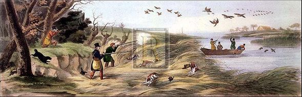 Henry Alken Artist Hand Colored Copper Plate Printed Atelier Print:"Wild Duck Shooting"