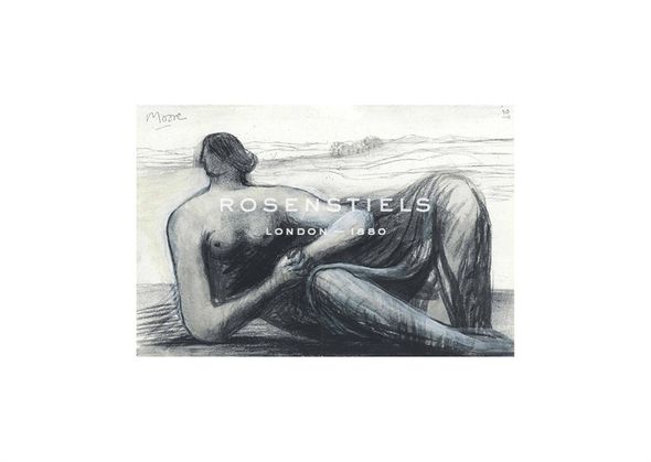 Henry Spencer Moore Hand Numbered Limited Edition Print on Paper :"Draped Reclining Figure in a Landscape, c1973/77"