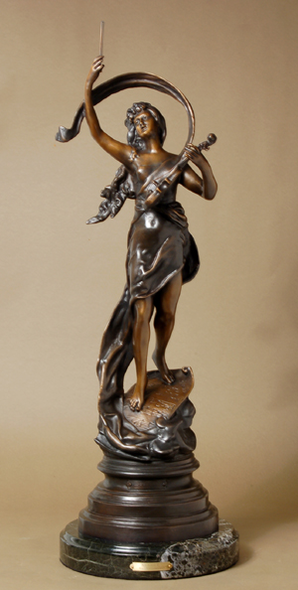 Henryk Kossowski, Jr. Handcrafted Solid Bronze Sculpture:"Musique"