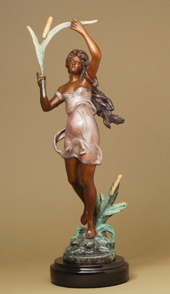 Henryk Kossowski, Jr. Handcrafted Solid Bronze Sculpture:"Naiade with Reed"
