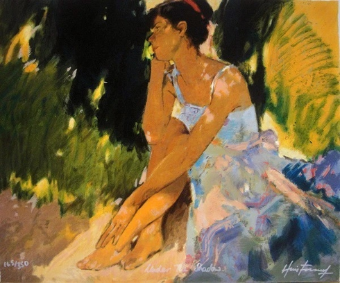 Herve Fenouil Artist Signed Limited Edition Serigraph on Paper: "UNDER THE SHADOW" Herve Fenouil Artist Signed Limited Edition Serigraph on Paper: "UNDER THE SHADOW"