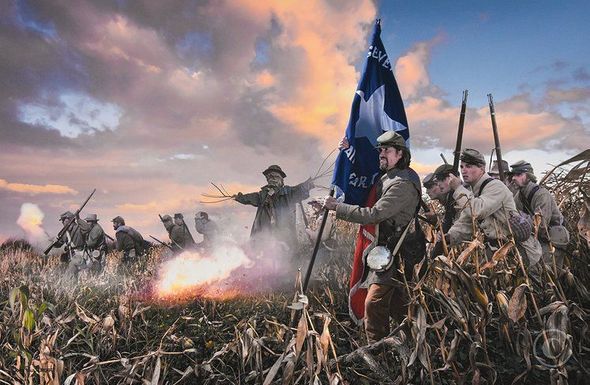 John Paul Strain Artist Signed Limited Edition Giclee Print:"First Texas at Antietam"