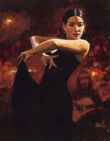 Fabian Perez Artist Signed Limited Edition Archival Canvas:"Colors of Flamenco Red" Fabian Perez Artist Signed Limited Edition Archival Canvas:"Colors of Flamenco Red"
